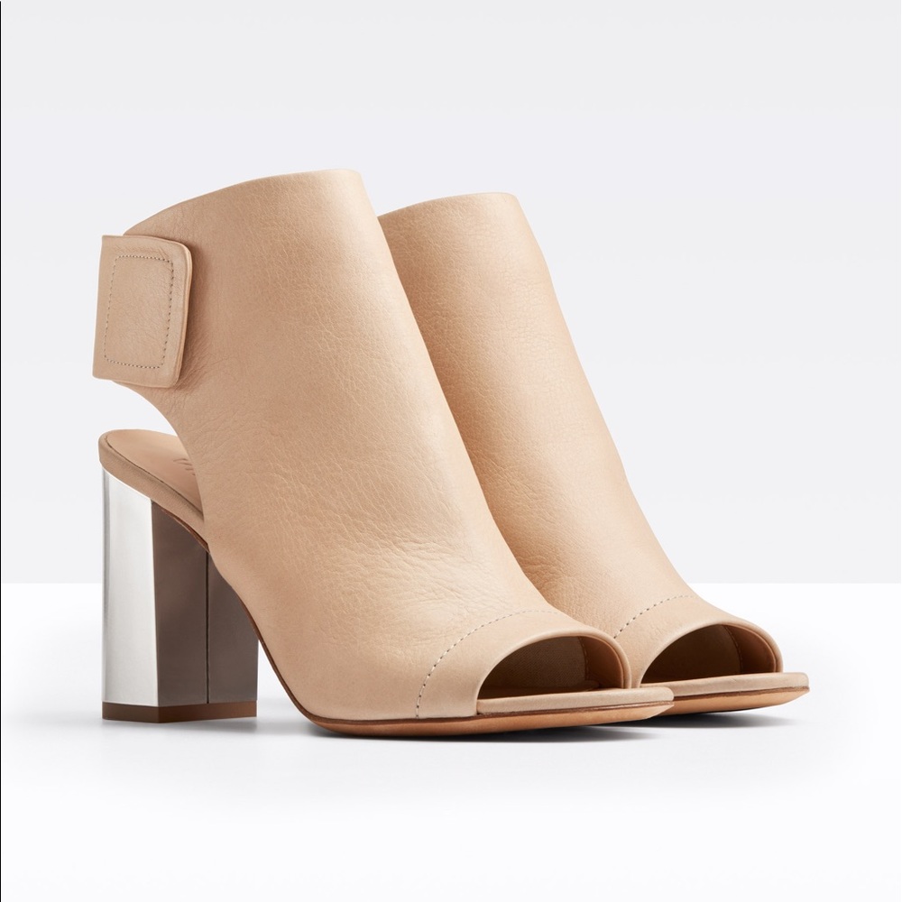 Vince Nude Peep-Toe Bootie Heels